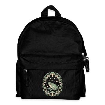 Frog and mushrooms with starry sky design - Kids' Backpack - black - Front