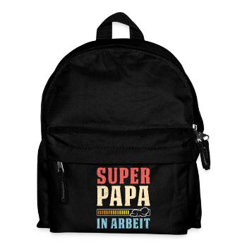 Bald Vater SUPER PAPA IN ARBEIT Lustiges - Kinder Rucksack - Schwarz - Vorne