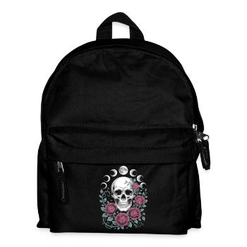 Crâne gothique avec phases de lune et motifs de roses - Sac à dos Enfant - noir - Devant