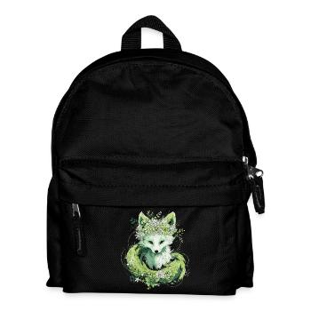 Kitsune Fuchs Boho Blumen Natur - Kinder Rucksack - Schwarz - Vorne