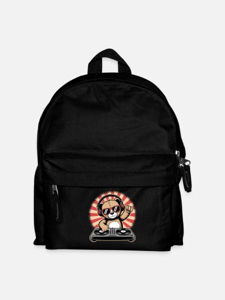 DJ Bär mit Kopfhörern - Kinder Rucksack - Schwarz