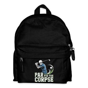 Schwarzer Humor Golf Shirt – Skelett beim Abschlag - Kinder Rucksack - Schwarz - Vorne