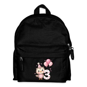 Troisième anniversaire hibou avec ballons - Sac à dos Enfant - noir - Devant