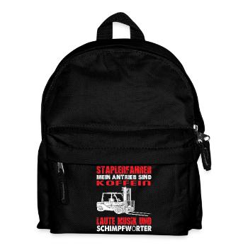 Staplerfahrer Humor Laute Musik Shirt - Kinder Rucksack - Schwarz - Vorne