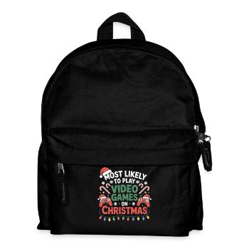 Prefers to play video games at Christmas - Kids' Backpack - black - Front