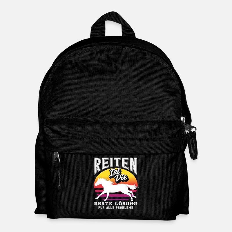 Retro Reiten Lösung Pferdemädchen Ponyfans Reiter - Kinder Rucksack - Schwarz