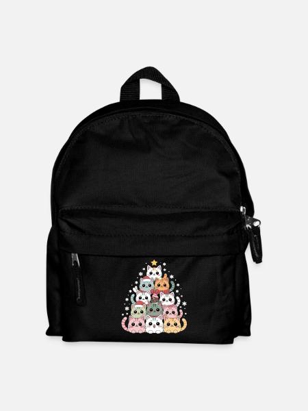 Katzen Weihnachtsbaum – Lustige Xmas Cat - Kinder Rucksack - Schwarz