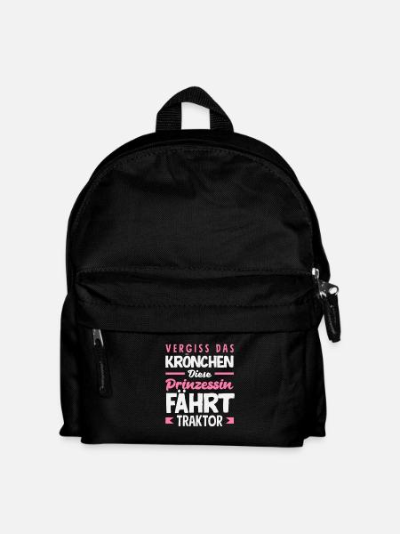 Vergiss das Krönchen Prinzessin fährt Traktor - Kinder Rucksack - Schwarz