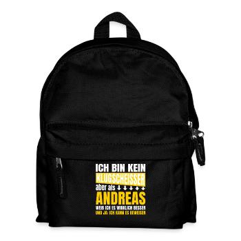 Ich bin kein Klugscheisser Andreas - Kinder Rucksack - Schwarz - Vorne