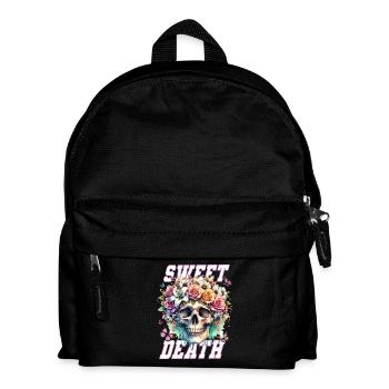 Blumen Schädel Schönheit Blühen - Kinder Rucksack - Schwarz - Vorne