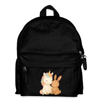 Einhorn und Häschen Kuschelzeit - Kinder Rucksack - Schwarz - Vorne