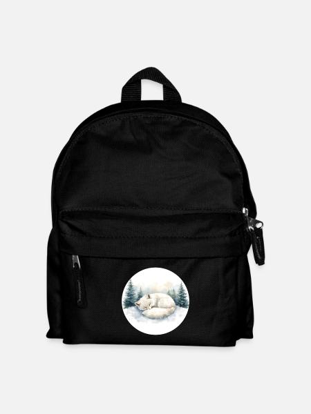 Arctic Fox Snowsleep Watercolor - Kids' Backpack - black