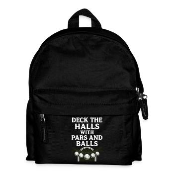 Schmücken Sie die Hallen mit Pars und Bällen Weihnachtsgolf - Kinder Rucksack - Schwarz - Vorne