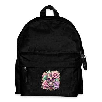 Blumen Schädel Schönheit Blühen - Kinder Rucksack - Schwarz - Vorne