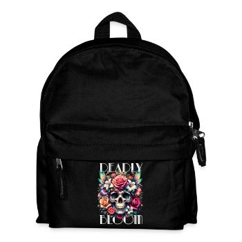 Blumen Schädel Schönheit Blühen - Kinder Rucksack - Schwarz - Vorne