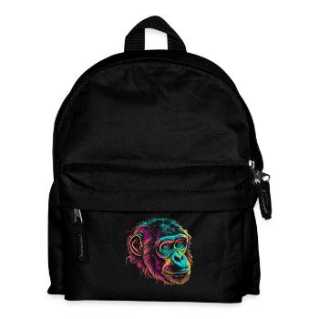 Néon Singe Portrait Couleur Explosion - Sac à dos Enfant - noir - Devant
