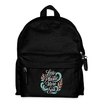 Less Plastic More Sea – Umwelt & Ozean Schutz - Kinder Rucksack - Schwarz - Vorne