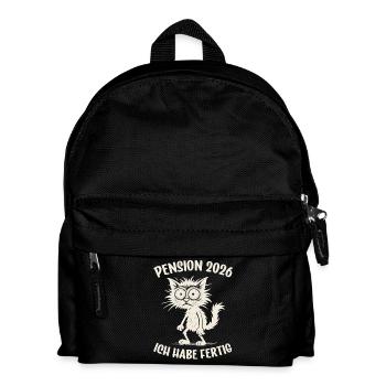 Pension 2026 Pensionierung Pensionär Pensionärin - Kinder Rucksack - Schwarz - Vorne