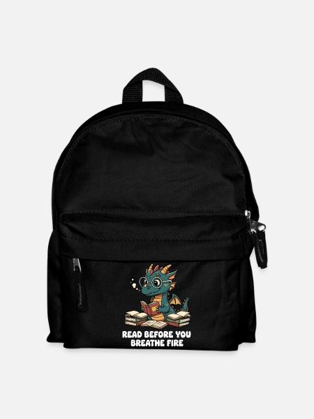 Bücherdrache Lesen statt Feuer - Kinder Rucksack - Schwarz