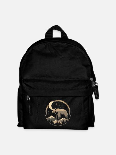 Moon Path Bear in Mountain Landscape - Kids' Backpack - black