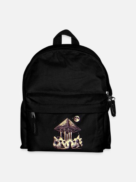 Antikes Pyramiden-UFO-Mystery-Design-Hemd - Kinder Rucksack - Schwarz