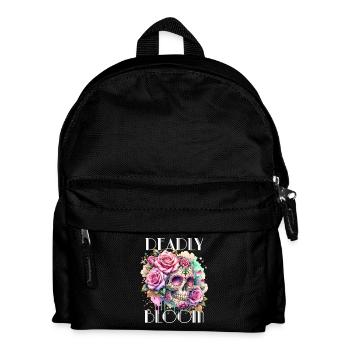 Blumen Schädel Schönheit Blühen - Kinder Rucksack - Schwarz - Vorne