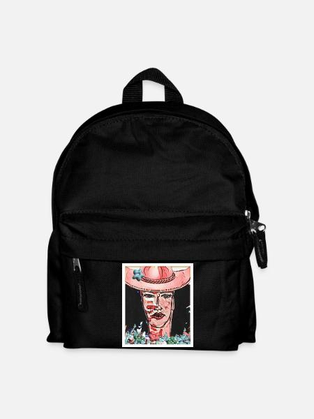 Floral portrait with butterflies - Kids' Backpack - black