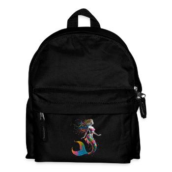 Bunte Regenbogen Meerjungfrau Fantasie - Kinder Rucksack - Schwarz - Vorne