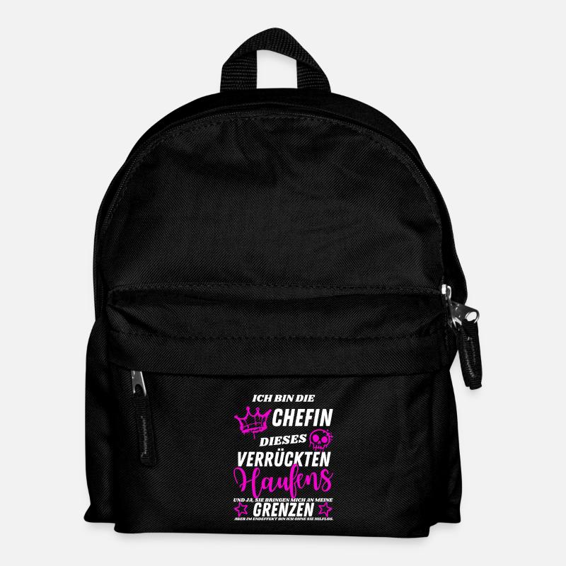 Chefin dieses Verrückten Haufens - Geschenkidee - Kinder Rucksack - Schwarz
