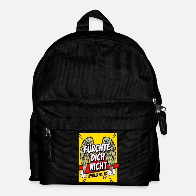 FÜRCHTE DICH NICHT Bibelvers Flügel Comic Gelb - Kinder Rucksack - Schwarz