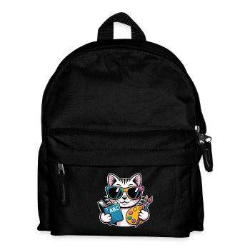 Cat Artist Colorful Palette ABC - Kids' Backpack - black - Front