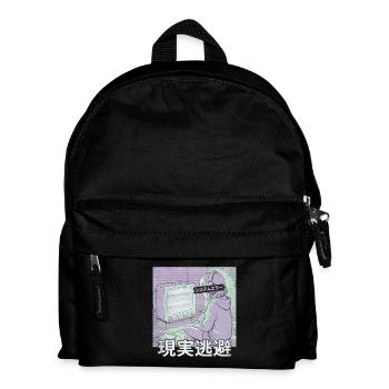 Aesthetic Anime Girl Glitch Systemfehler Vaporwave - Kinder Rucksack - Schwarz - Vorne