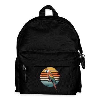Bunter Papagei im Retro-Sonnenuntergang - Kinder Rucksack - Schwarz - Vorne