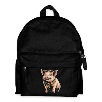 Sonnenbrillen-Schwein mit Schal - Kinder Rucksack - Schwarz - Vorne
