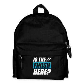 Is the finish here? lustiges Lauf Joggen Läufer - Kinder Rucksack - Schwarz - Vorne