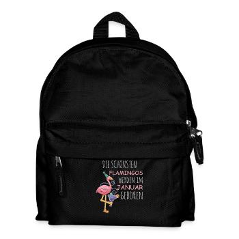 January Birthday Flamingo Saying Funny - Kids' Backpack - black - Front