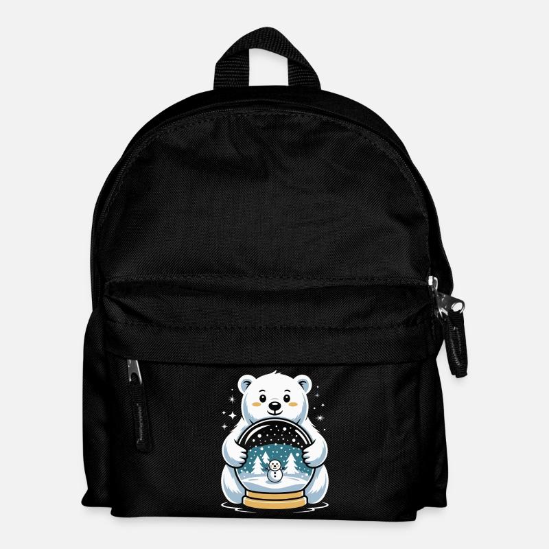 Polarbaer Schneekugel Impression - Kinder Rucksack - Schwarz