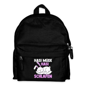 Shlafshirt Hase Hasi Müde Hasi Schlafen - Kinder Rucksack - Schwarz - Vorne