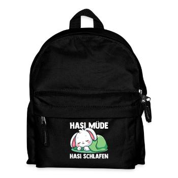 Shlafshirt Hase Hasi Müde Hasi Schlafen - Kinder Rucksack - Schwarz - Vorne