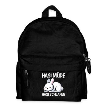 Shlafshirt Hase Hasi Müde Hasi Schlafen - Kinder Rucksack - Schwarz - Vorne