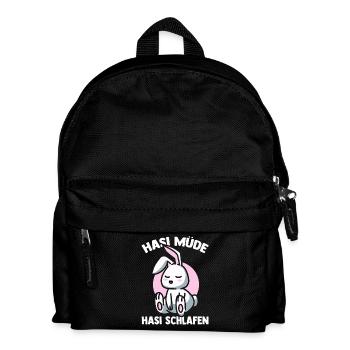 Shlafshirt Hase Hasi Müde Hasi Schlafen - Kinder Rucksack - Schwarz - Vorne