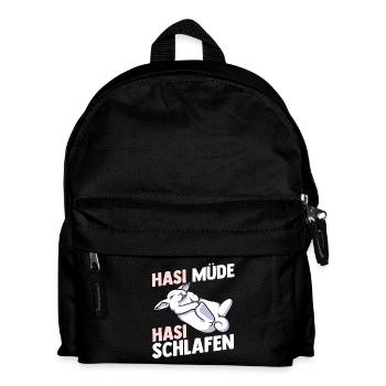 Shlafshirt Hase Hasi Müde Hasi Schlafen - Kinder Rucksack - Schwarz - Vorne