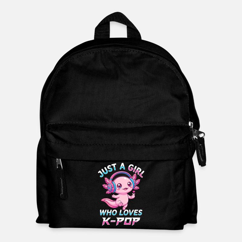 Just a girl, das K-Pop Axolotl liebt - Kinder Rucksack - Schwarz