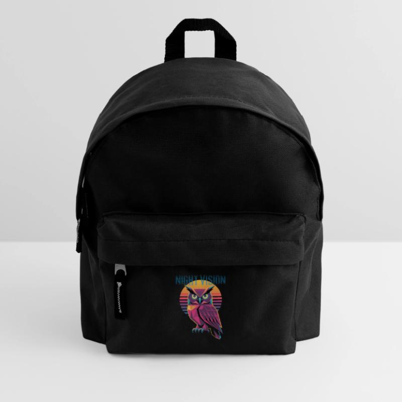 Night Vision Eule Retro Synthwave Sunset Kinder Rucksack