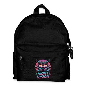 Night Vision Owl Retro Synthwave Night - Kids' Backpack - black - Front