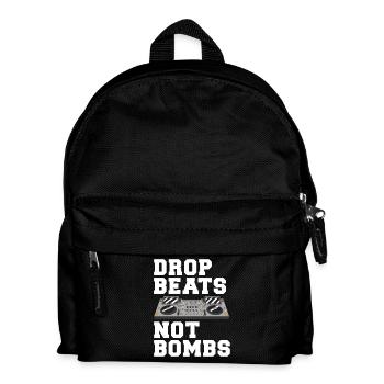 Drop Beats Not Bombs DJ Motto - Kinder Rucksack - Schwarz - Vorne