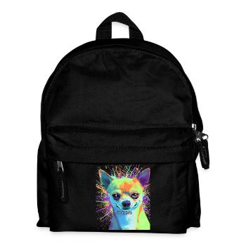 Pop-Art Chihuahua "Do It Bro" - Kinder Rucksack - Schwarz - Vorne