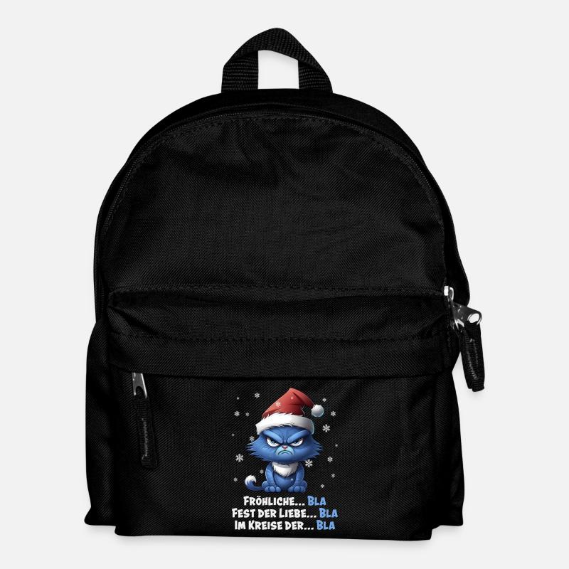 Ich hasse Weihnachten - Grummelige Blaue Katze - Kinder Rucksack - Schwarz