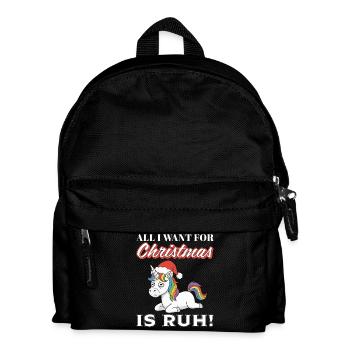 Weihnachts-Unicorn mit Regenbogen-Mähne - Kinder Rucksack - Schwarz - Vorne