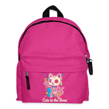 Cat Skeleton Motif Purr - Kids' Backpack - fuchsia - Front